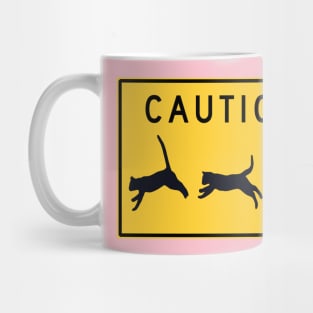 Cat Lover Caution Crossing Sign Mug